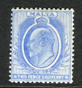 MALTA; 1904 early Ed VII issue fine Mint hinged 2.5d. value