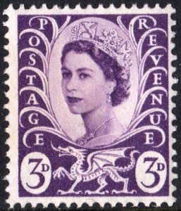 Wales #1 3d Queen Elizabeth II: Wilding Portrait (1958) MNH