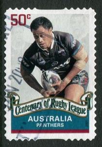 CENTENARY OF RUGBY LEAGUE 2008 - 50c PANTHERS USED SELF-ADHESIVE