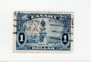 Canada 1935 #227 Θ used F-VF KGV  $1 Champlain Statue. Dated roller cancel