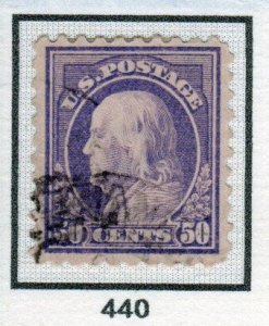 SC# 440 - (50c) - Franklin, Violet, SL, T1, Used Single