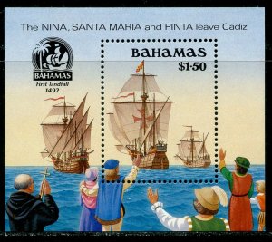 BAHAMAS Sc#692 1990 Columbus Discovery of America Souvenir Sheet OG Mint NH