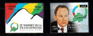 LEBANON- LIBAN MNH - SC# 572-573 NINTH FRANCOPHONE SUMMIT BEIRUT 2002