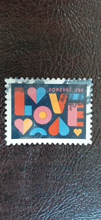 US Scott # 5543; used forever (55c) Love from 2021; Superb center; off paper