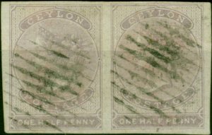 Ceylon 1858 1/2d Dull Mauve White Paper SG17 V.F.U Pair