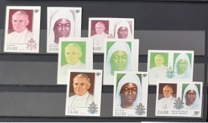 1986 Congo Mi. 928 - 930 color essays IMPERF ND Pope John Paul II Pope John-