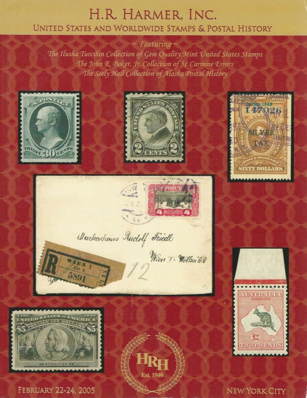 U.S. & Worldwide Stamps & Covers, H.R. Harmer, NY, Sale 2953, Feb. 22-24, 2005 