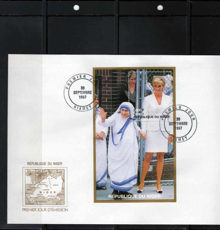 Niger 1997 Diana with Mother Teresa SS Perf. FDC  Sc# 946 