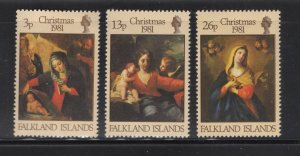 Falkland Islands  #331-33  (1981 Christmas set) VFMNH CV $1.50