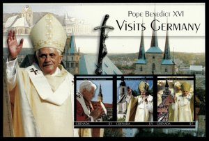 Grenada 2011 - Pope Benedict XVI - Sheet of 3 IMPERF Stamps - Scott #3837 - MNH