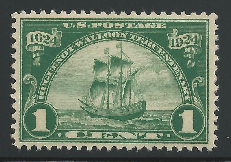 United States Scott #614 1¢ Huguenot-Walloon MH Original Gum Stamp