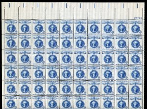 1159 Jan Paderewski Champions of Liberty Sheet of 70 4¢ Stamps MNH 1960