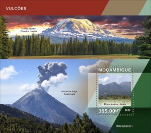 MOZAMBIQUE - 2022 - Volcanoes - Perf Souv Sheet - Mint Never Hinged