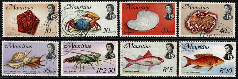 MAURITIUS QE II 1969 PART SET 10c - 10Rs  (8) VFU SG302-99 Wmk.w12 P.14 VGC