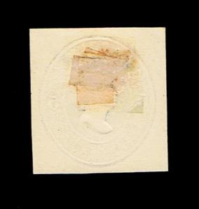 GENUINE SCOTT #U178 BLUE ON AMBER DIE #2 MINT 1875 PLIMPTON CUT SQUARE - ESTATE 