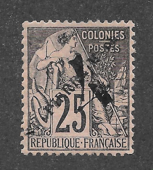 St Pierre & Miquelon Scott 49 Unused HOG - 1892 1c on 25c Surcharge - SCV $12.50