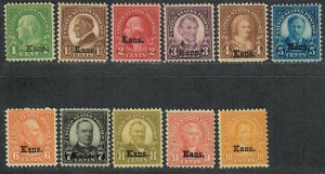 $US Sc#658-668 M/H/F-VF+, complete set, Kansas overprints, Cv. $216.25