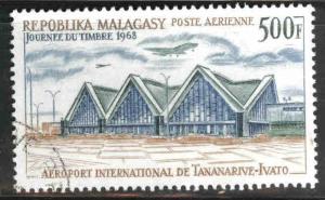 Madagascar Scott C89 Used CTO 500 franc 1968 airport stamp