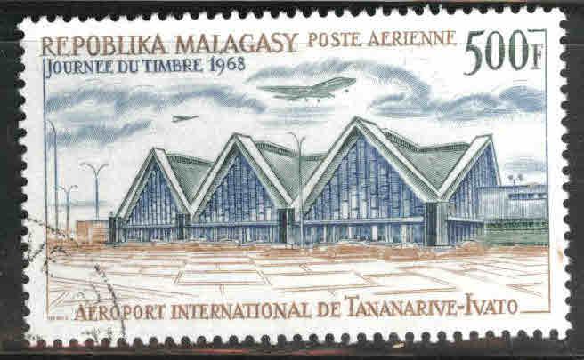 Madagascar Scott C89 Used CTO 500 franc 1968 airport stamp
