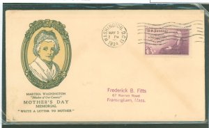 US 737 1934 3c Mother's Day memorial on an addressed (hand stamp) first day cover with a Linprint cachet.