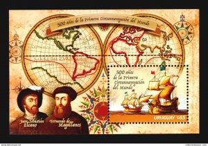 500 aniversary Magellan Elcano world map globe cartography ship vessel naviga...