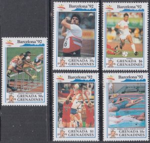GRENADA GRENADINES Sc # 1383/92 MNH INCPL SET of 5 - 1992 SUMMER OLYMPICS