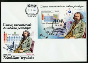 TOGO 2019 INT'L YEAR OF THE PERIODIC TABLE MENDELEEV SOUVENIR SHEET FDC