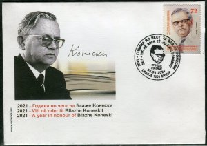 260 - NORTH MACEDONIA 2021 - Blazhe Koneski - Writer - FDC