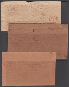 India, Indore c. 1885, 3 diff Stampless Home Made Covers, Sanael, Mahu & Manusa