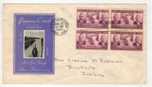 1939 PANAMA CANAL TEDDY ROOSEVELT FDC 856-22D IOOR COLOR VARIETY #2