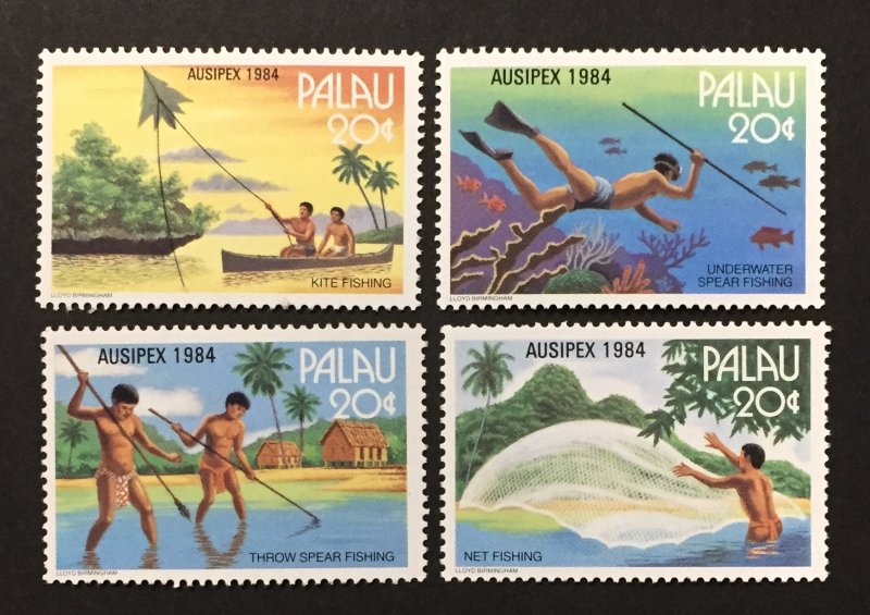 Palau 1984 #55-8, Fishing Methods, MNH.