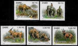 Zaire #1403-7 MNH Set - National Game Parks - Wild Animals