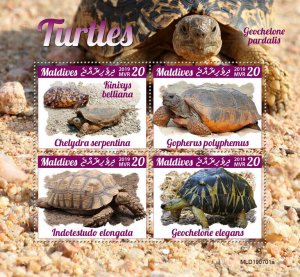 Maldives 2019 MNH Turtles Stamps Reptiles Tortoises Common Snapping Turtle 4v MS