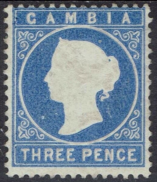 GAMBIA 1880 QV CAMEO 3D WMK CROWN CC UPRIGHT