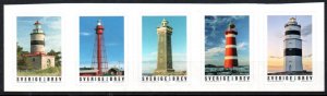 Sweden Schweden Suède 2018 Lighthouses set of 5 stamps in strip MNH