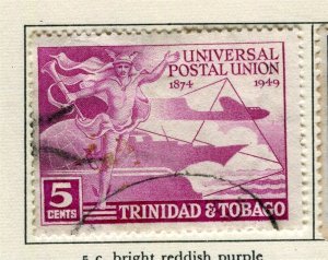 TRINIDAD & TOBAGO; 1949 early GVI UPU issue fine used 1c. value