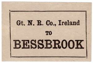 (I.B) Great Northern Railway (Ireland) : Parcel Label (Bessbrook) 