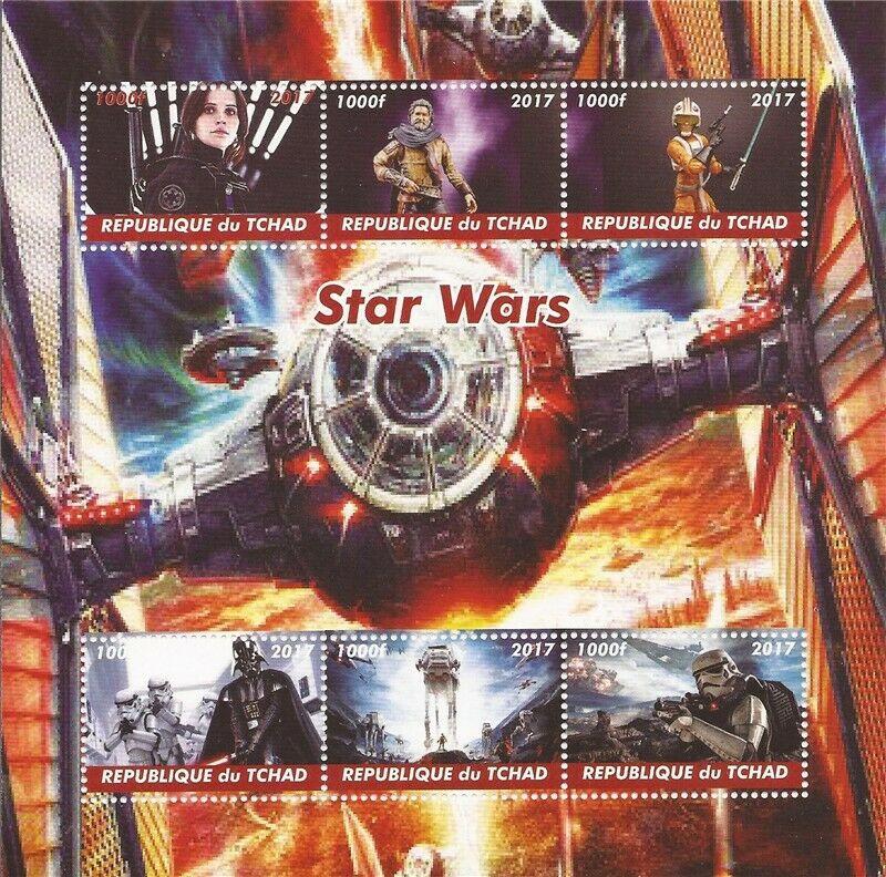 Chad - 2017 Star Wars Movie - 6 Stamp Sheet - 3B-526