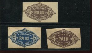 3 LANGTON'S PIONEER EXPRESS FRANK TAYLOR FORGERY Local REFERENCE Lot BX4572