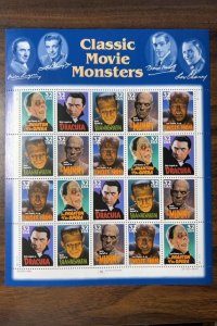 Scott 3168-3172 32c Movie Monsters Mint Sheet Cat $15