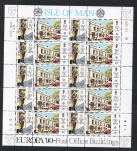 Isle of Man Sc 418-21 1989 Europa, P.O. Buildings stamp set in sheets mint NH