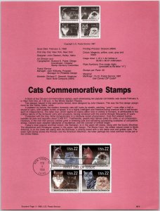 USPS SOUVENIR PAGE CATS COMMEMORATIVE STAMPS 1988