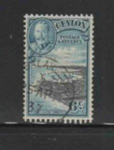 CEYLON #266 1935 6c KING GEORGE VI & COLOMBO HARBOR F-VF USED b