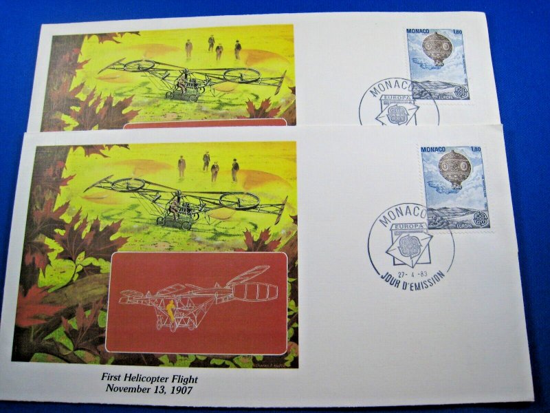 MONACO 1983  -  SCOTT # 1368 FDC  -  FIRST HELICOPTER FLIGHT 1907