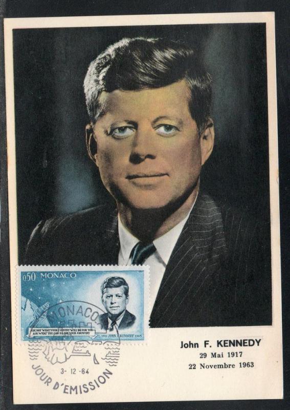 Monaco Kennedy JFK FDC Maximum Card 1964 A699