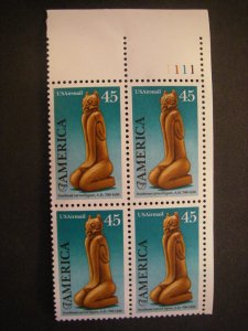 Scott C121, 45c Carved Figure, PB4 #1111 UR, MNH Airmail Beauty