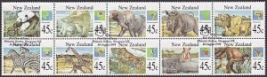 NEW ZEALAND 1994 Wild animals pane fine used................................Y265