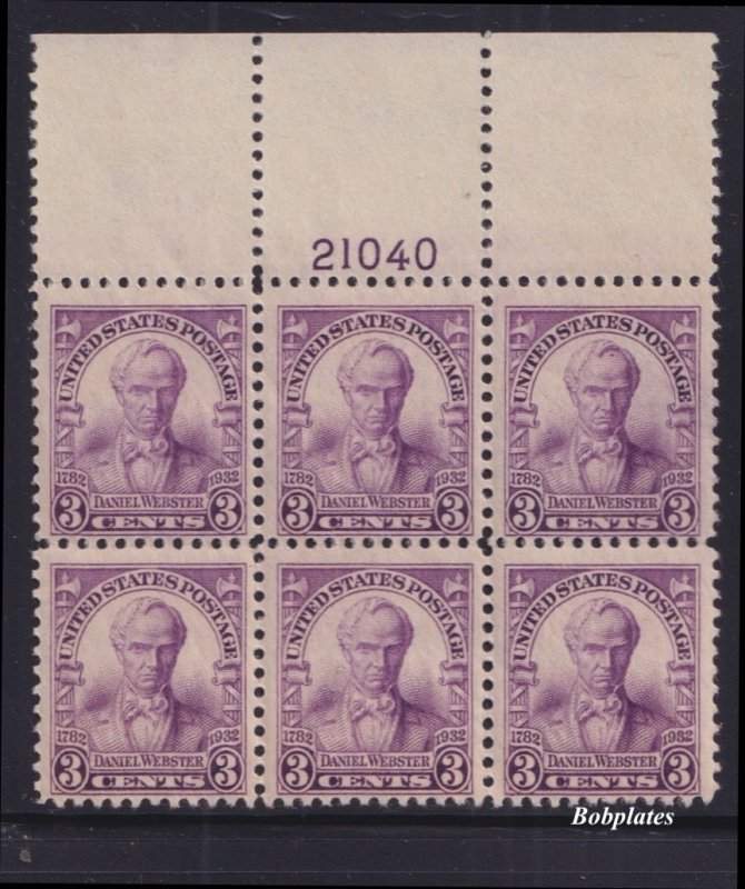 BOBPLATES #725 Webster Full Top Plate Block 21040 F-VF NH SCV=$20+