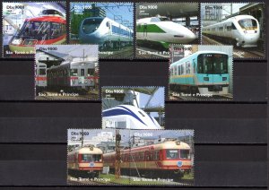 Sao Tome and Principe 2005 JAPANESE TRAINS Set (9) perforated MNH