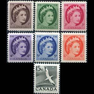 CANADA 1954 - Scott# 337-43 Queen etc. Set of 7 NH